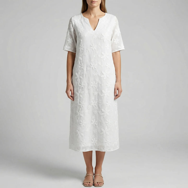 Midella - Abito midi floreale con scollo a V