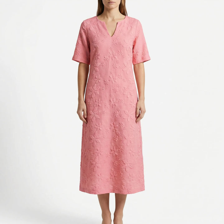 Midella - Abito midi floreale con scollo a V