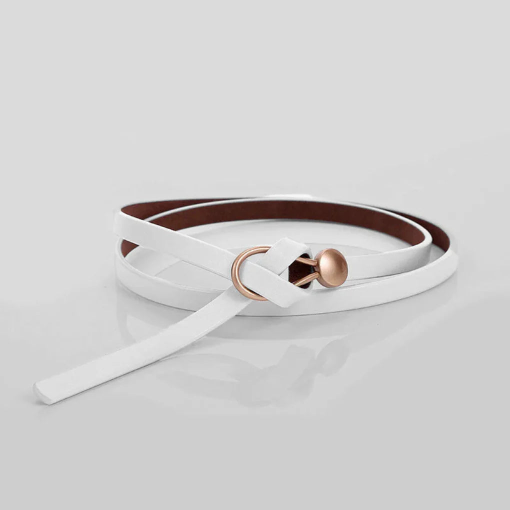 Cintura sottile in similpelle con fiocco da donna