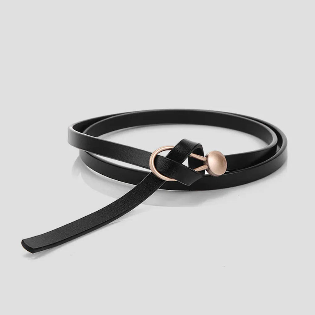Cintura sottile in similpelle con fiocco da donna