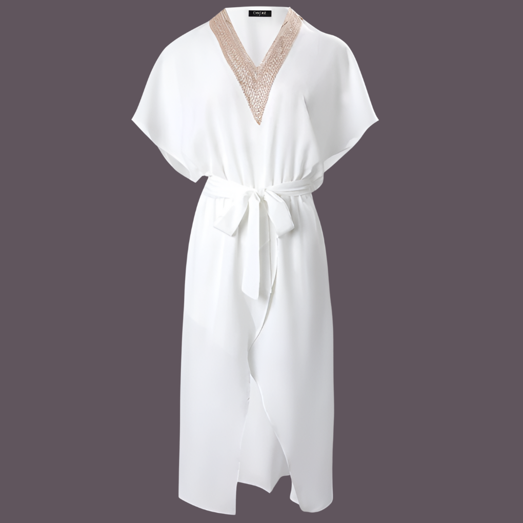 Abito midi svasato con scollo a V da donna