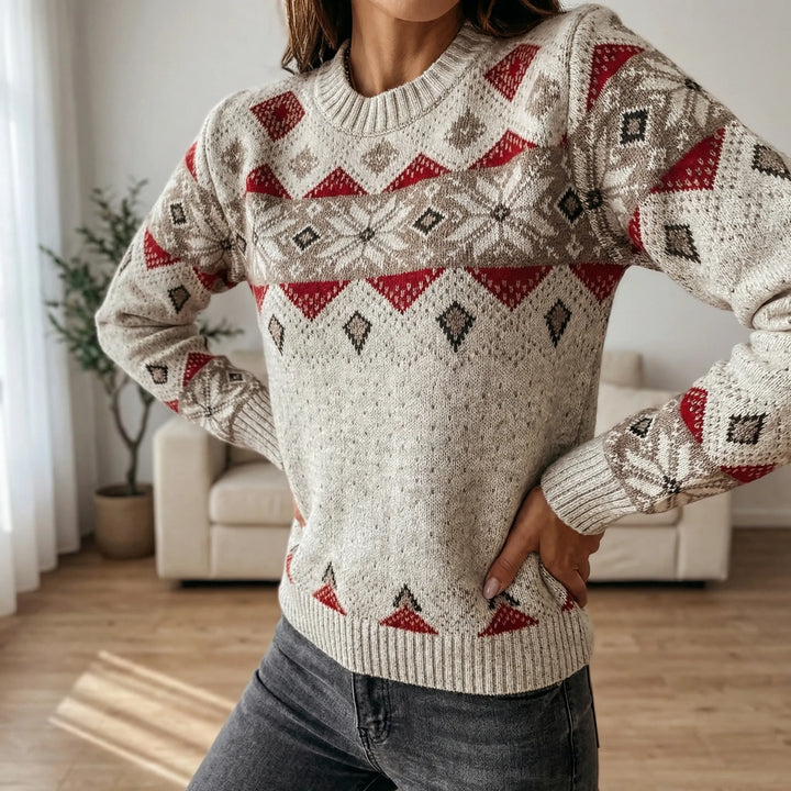 Motiknit - Maglione a maniche lunghe in maglia con stampa geometrica