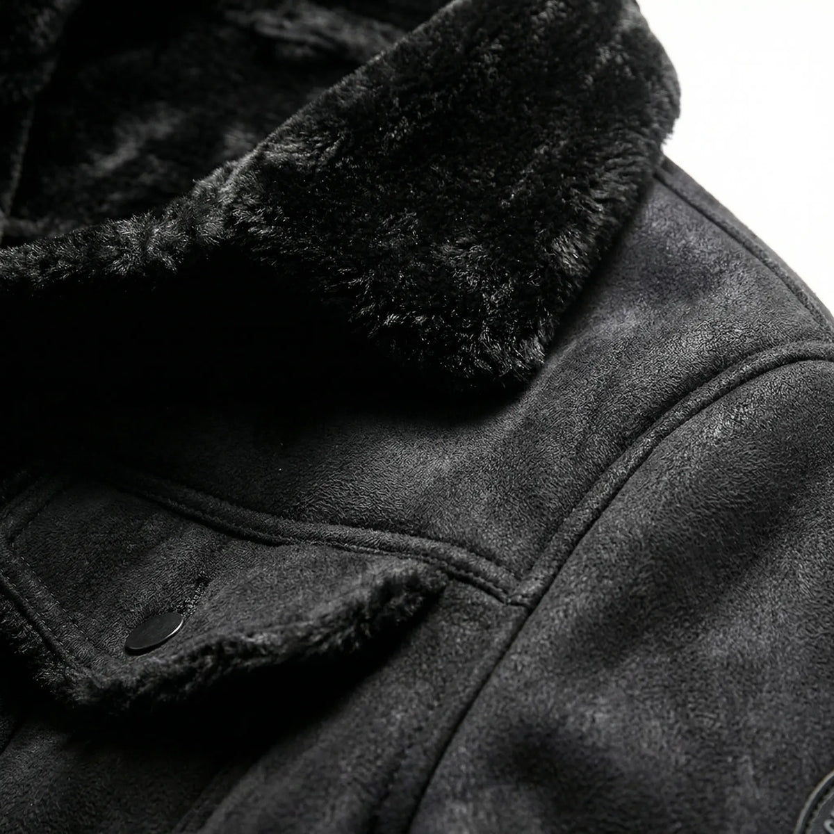 Giacca Moto in Pelle Suede con Fodera in Pile