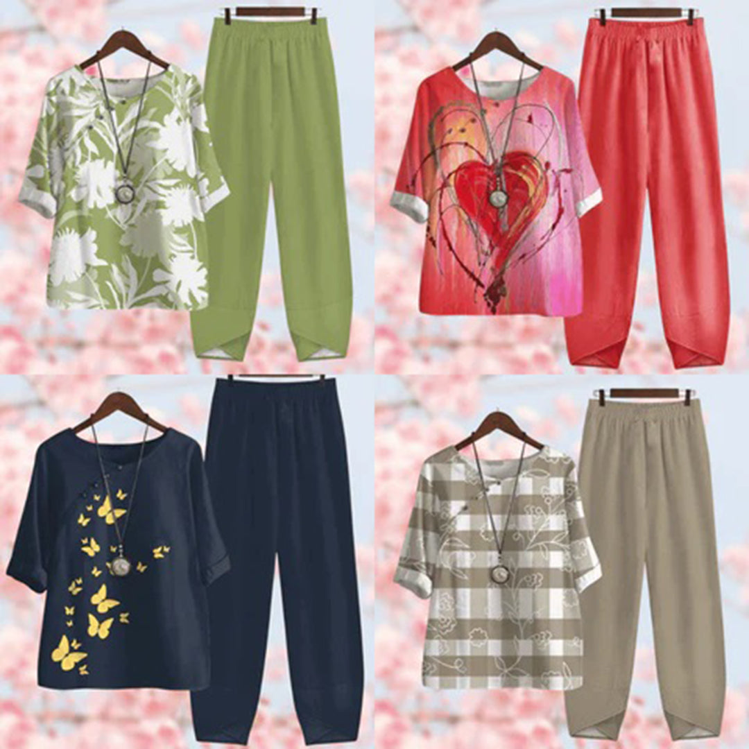 Set a due pezzi con motivi floreali vintage