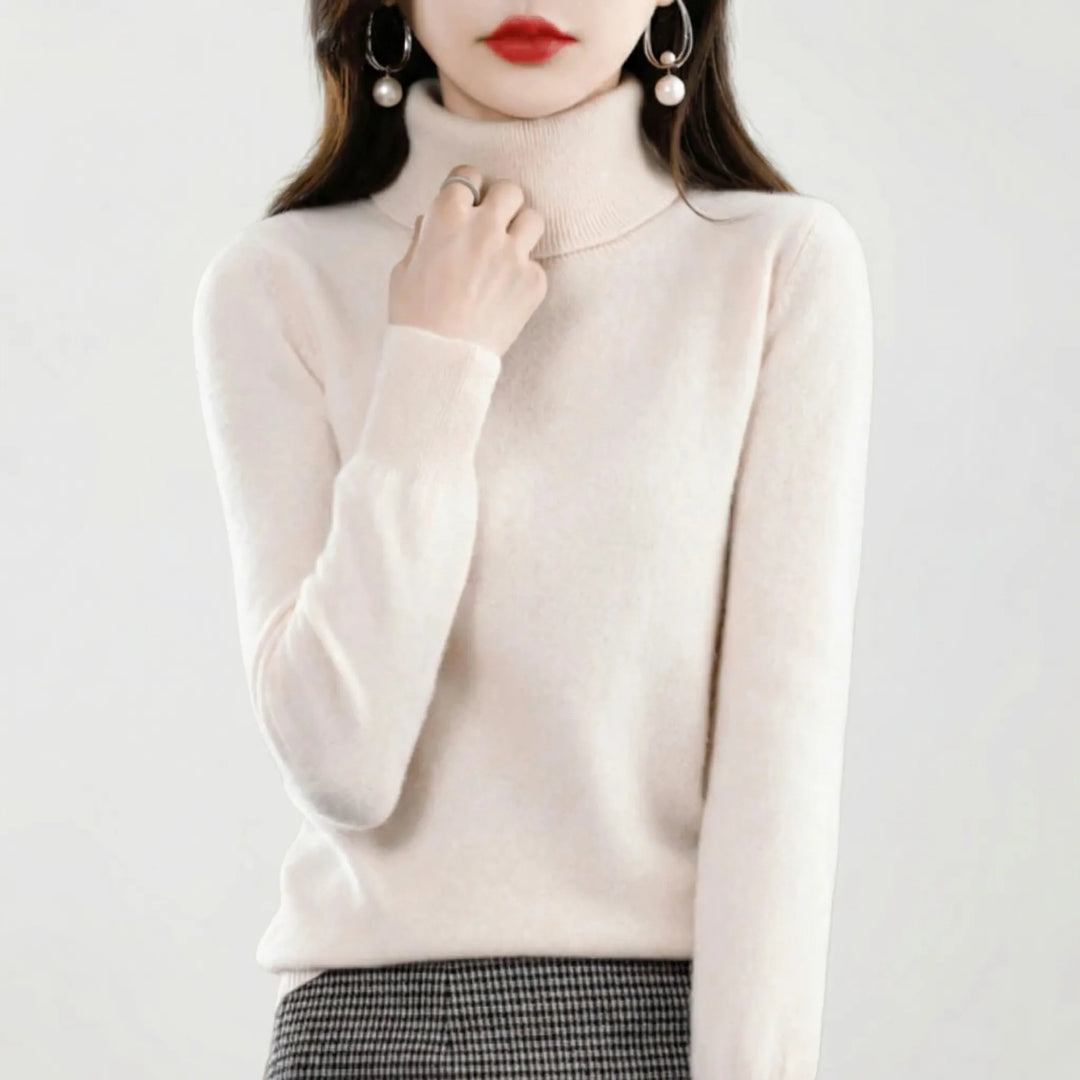 Neckova - Maglione a collo alto a maglia fine, vestibilità slim
