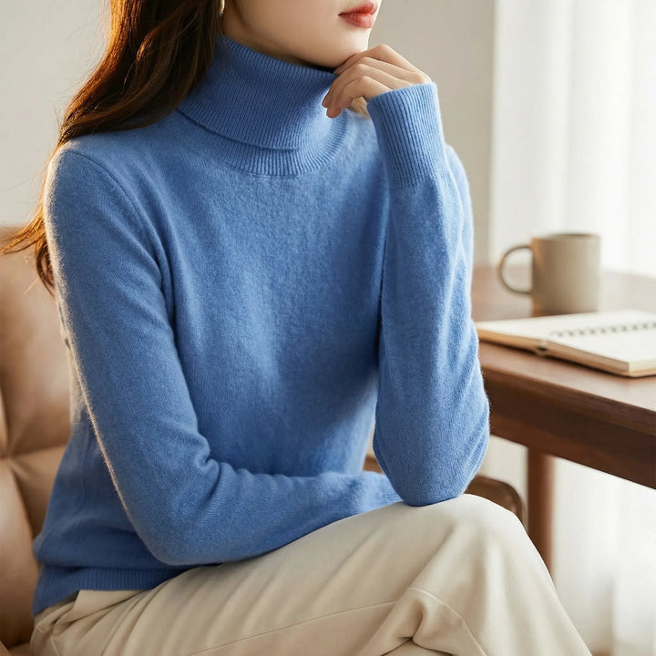 Neckova - Maglione a collo alto a maglia fine, vestibilità slim