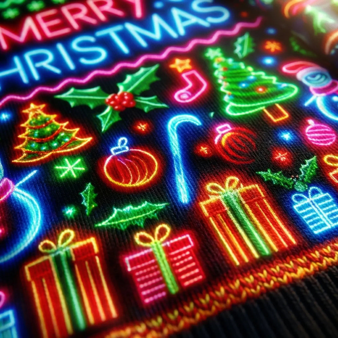 Neonmas - Maglione natalizio girocollo con grafica neon