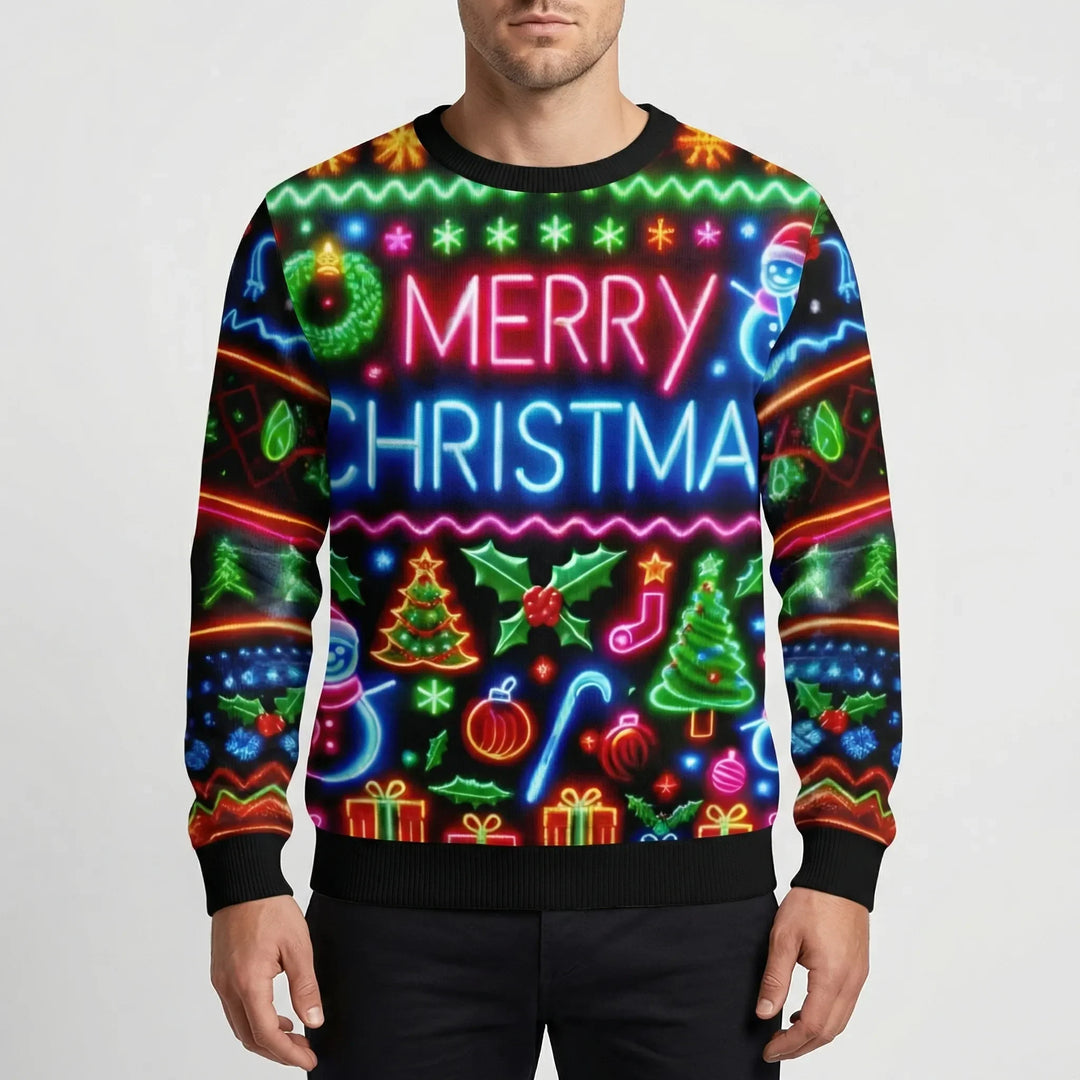 Neonmas - Maglione natalizio girocollo con grafica neon