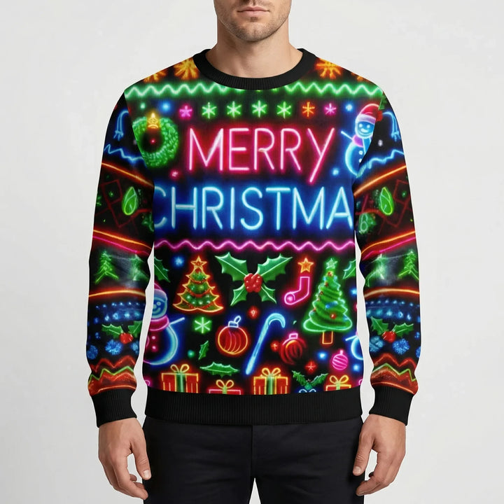 Neonmas - Maglione natalizio girocollo con grafica neon
