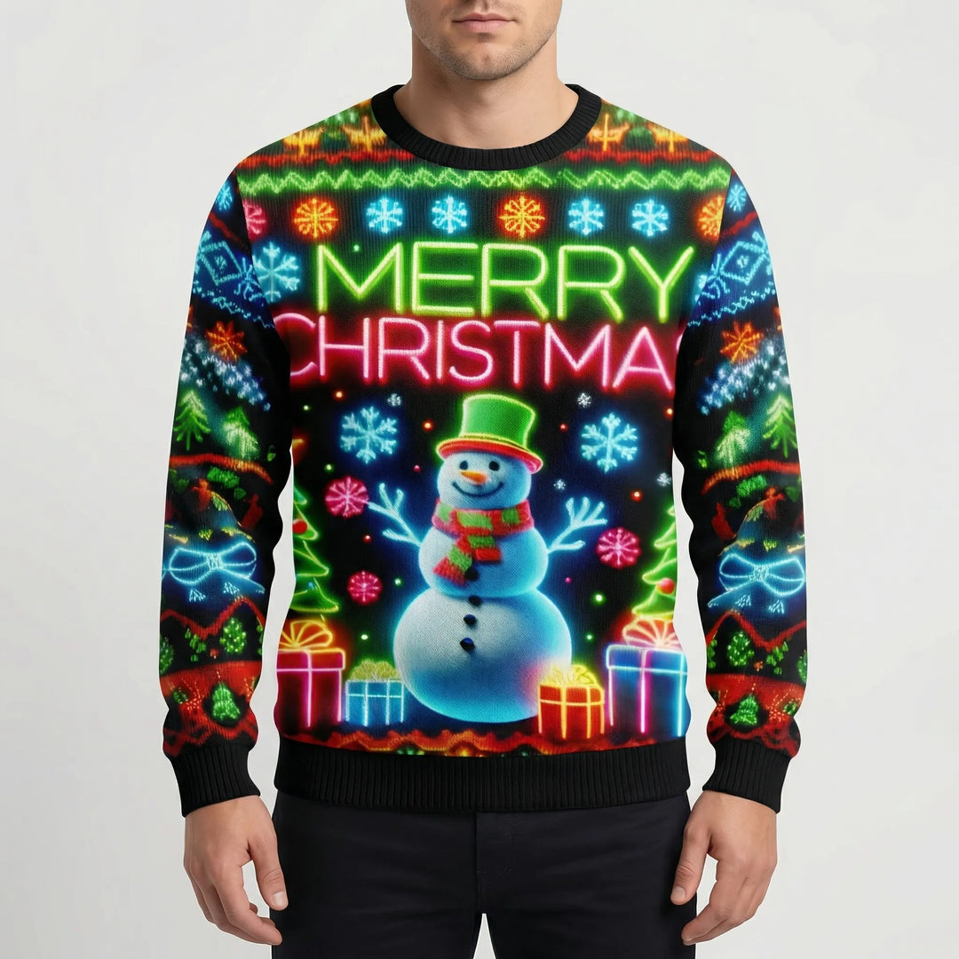 Neonmas - Maglione natalizio girocollo con grafica neon