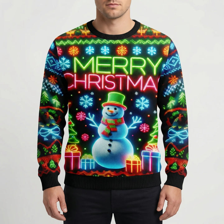 Neonmas - Maglione natalizio girocollo con grafica neon
