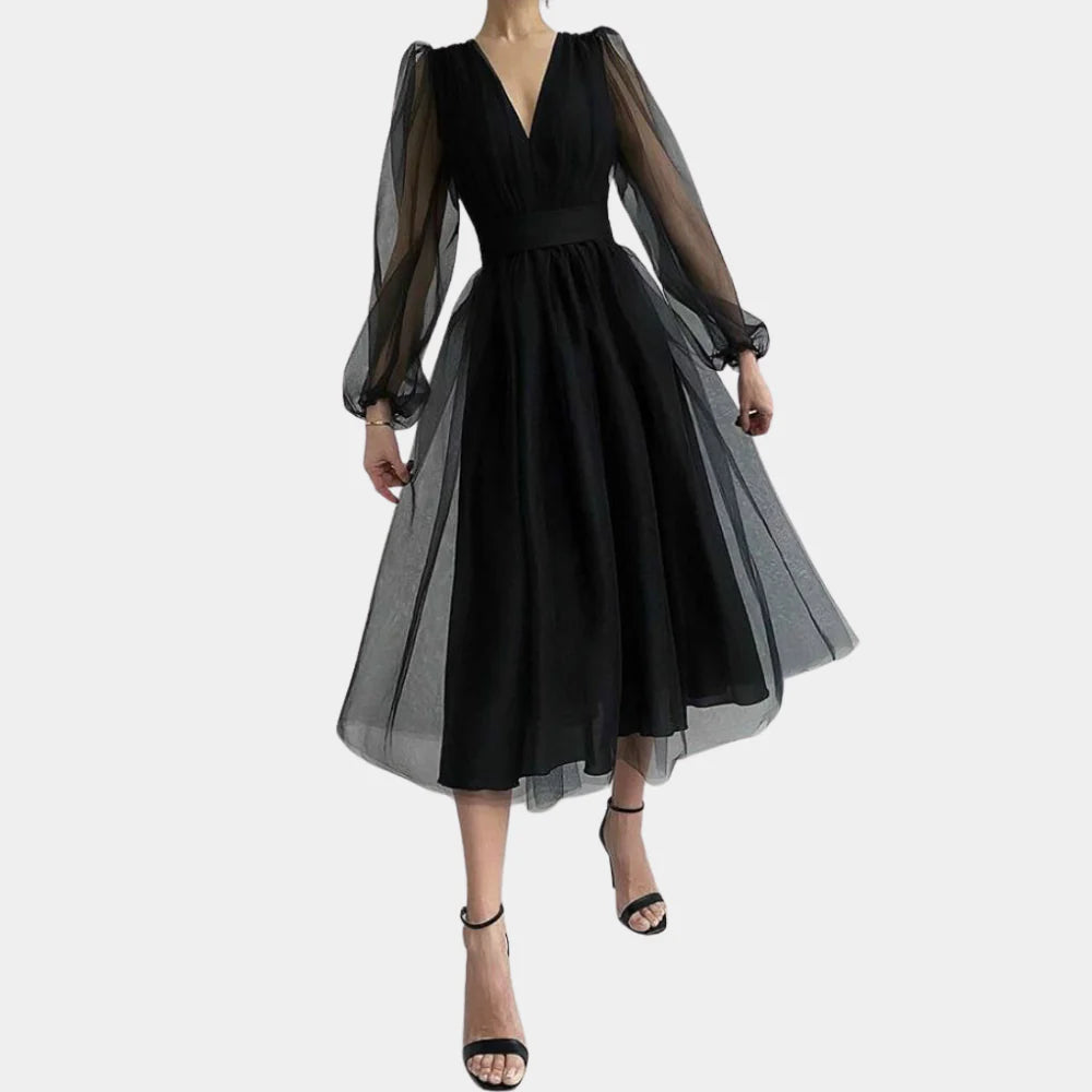 Abito midi con dettagli in pizzo vintage