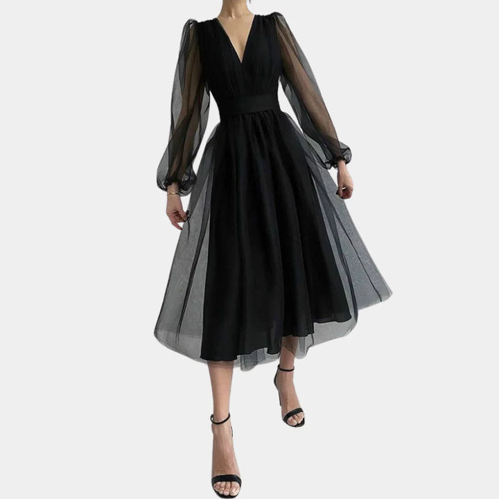 Abito midi con dettagli in pizzo vintage