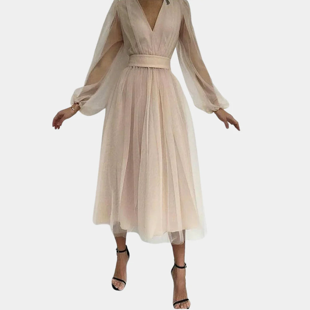Abito midi con dettagli in pizzo vintage