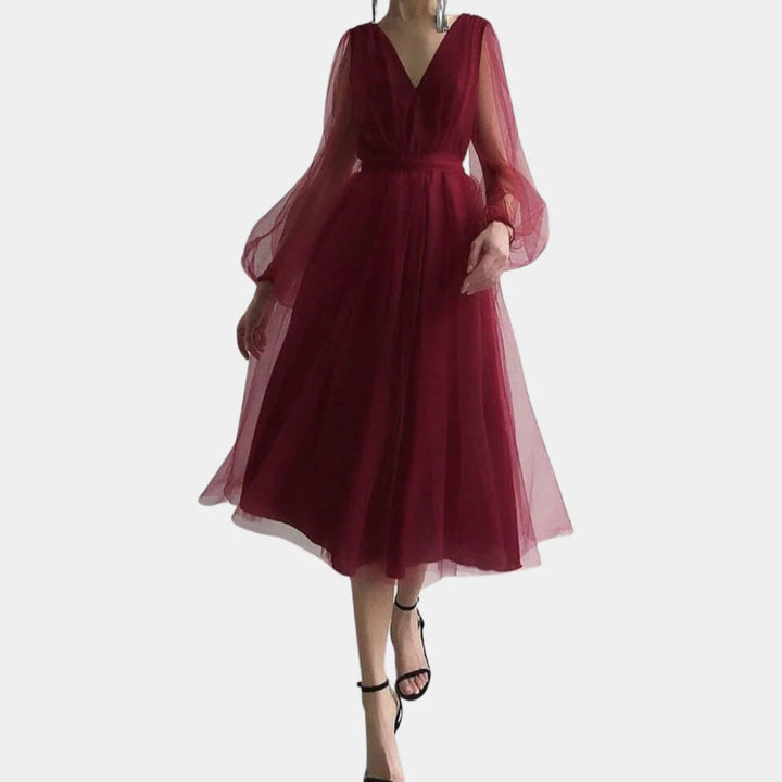 Abito midi con dettagli in pizzo vintage