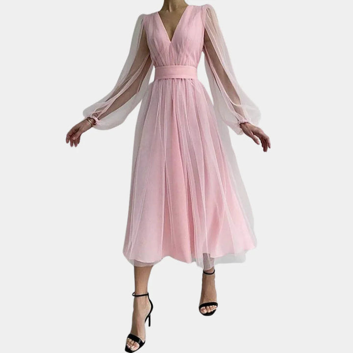Abito midi con dettagli in pizzo vintage