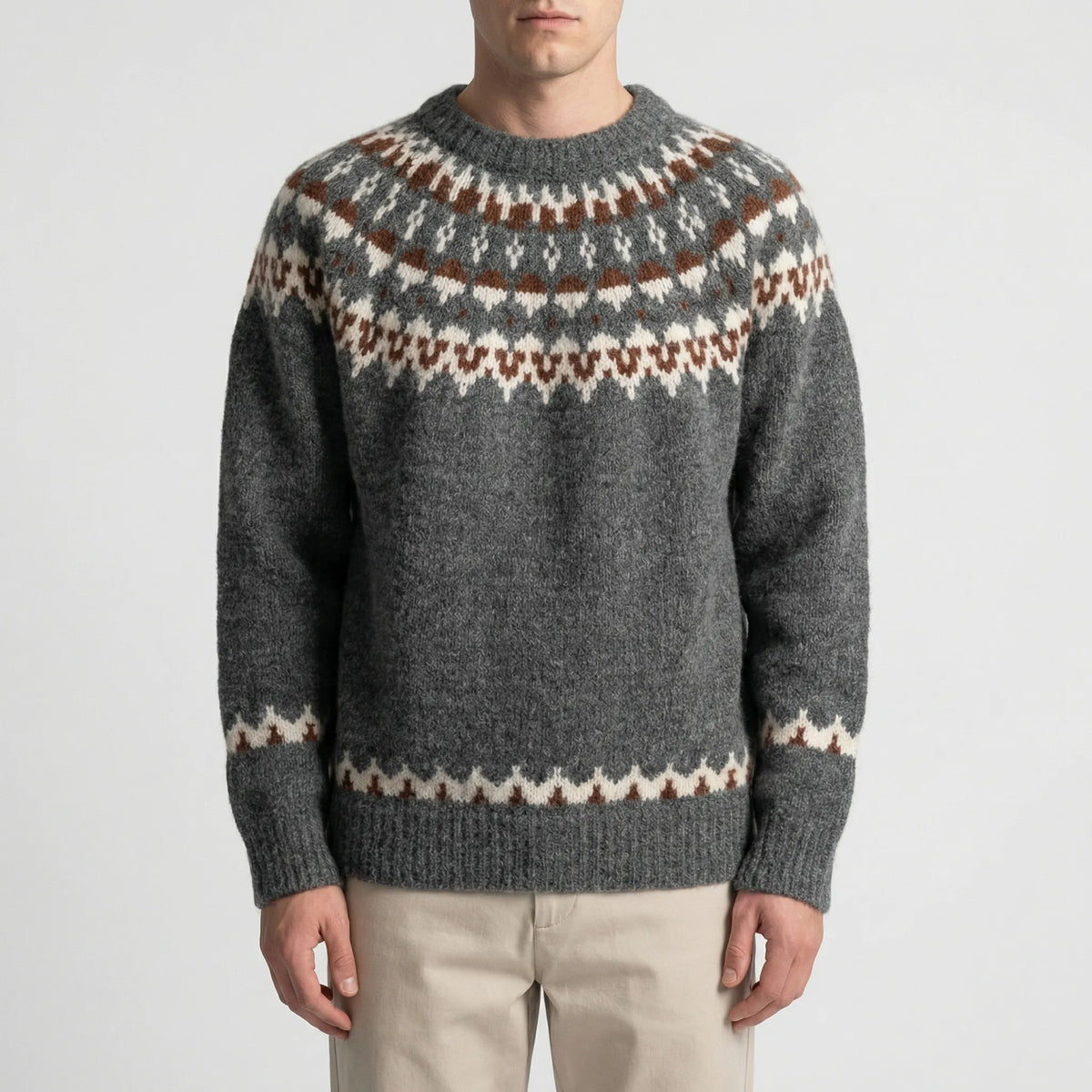 Maglione Pullover a Collo Crew Fair Isle per Uomini