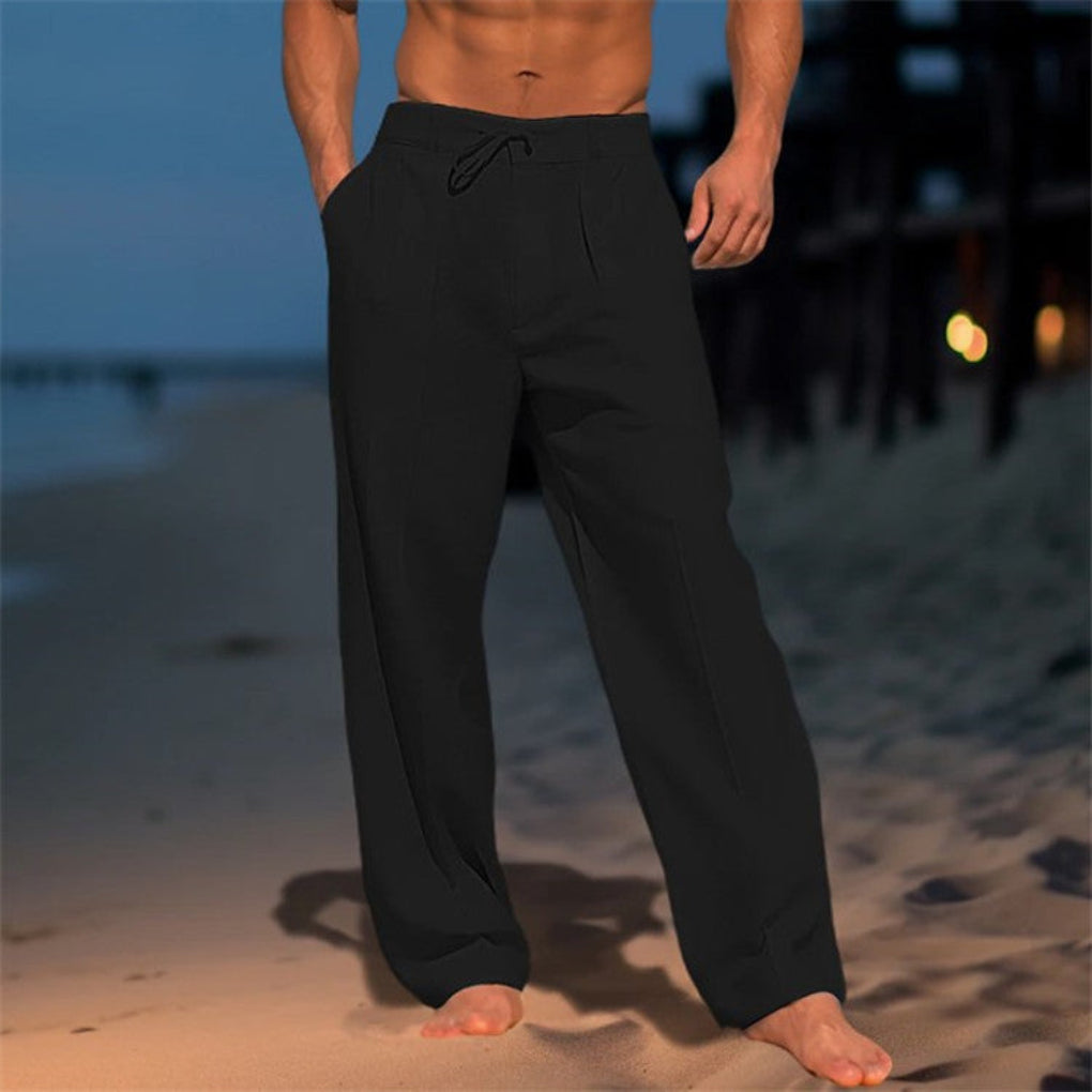 Pantaloni in lino dalla vestibilità comoda con coulisse