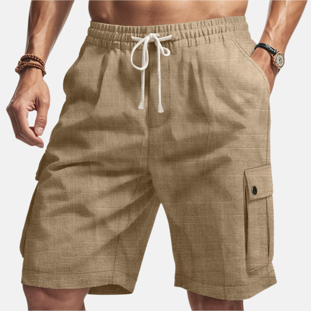 Bermuda cargo in misto lino con coulisse da uomo