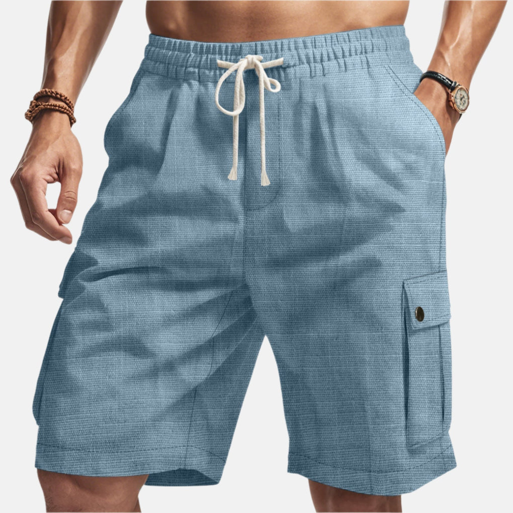 Bermuda cargo in misto lino con coulisse da uomo