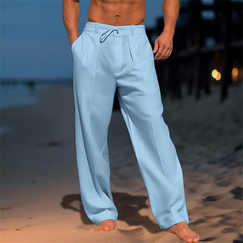 Pantaloni in lino dalla vestibilità comoda con coulisse