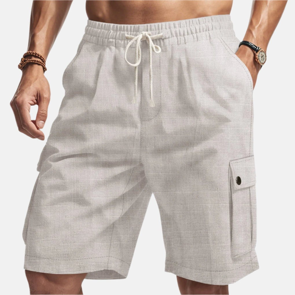Bermuda cargo in misto lino con coulisse da uomo