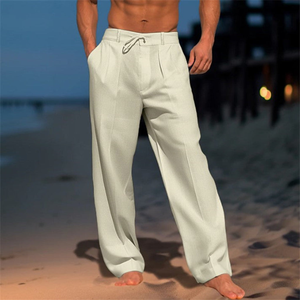 Pantaloni in lino dalla vestibilità comoda con coulisse
