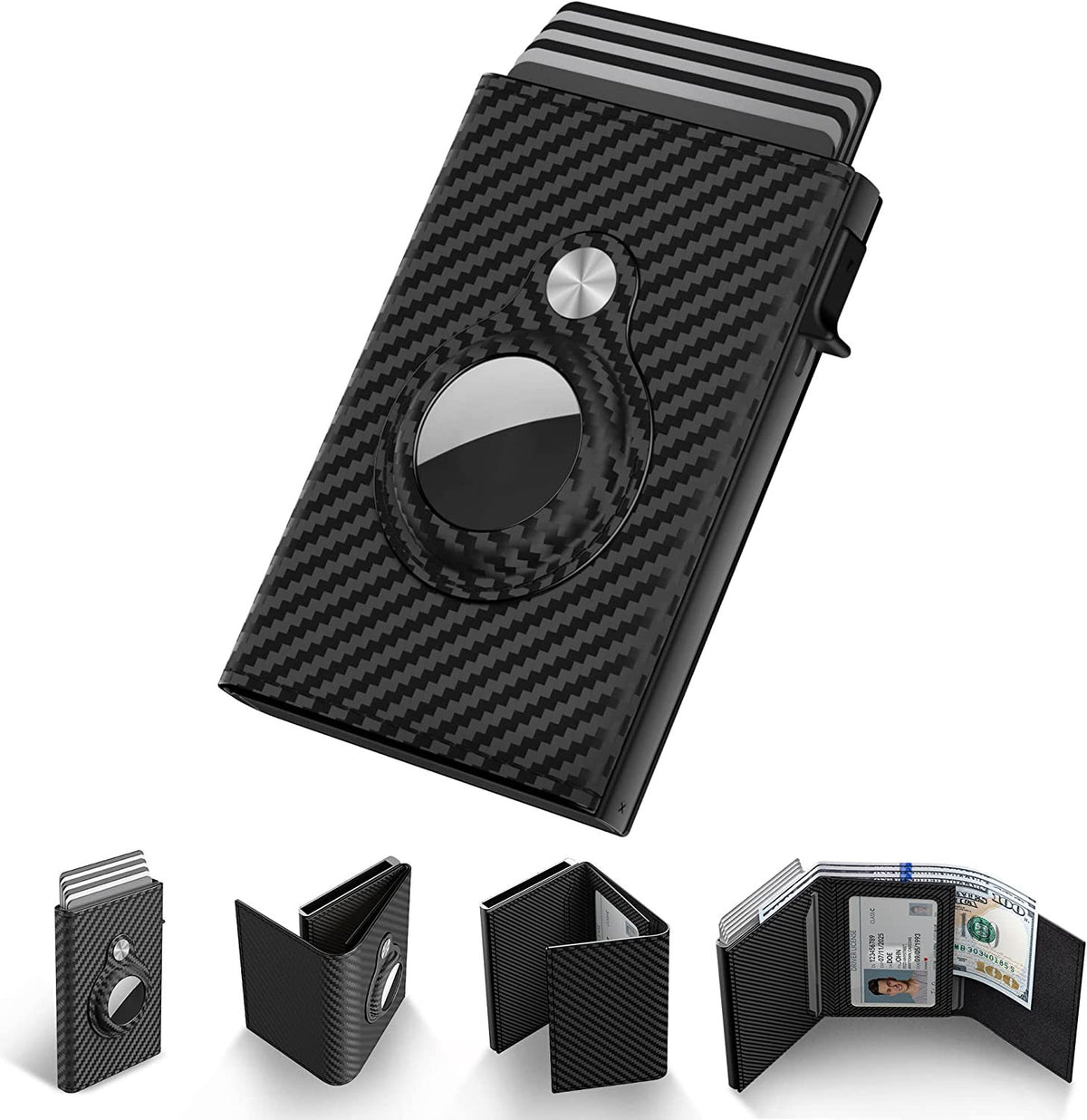 Portafoglio Slim Bifold Compatibile con AirTag