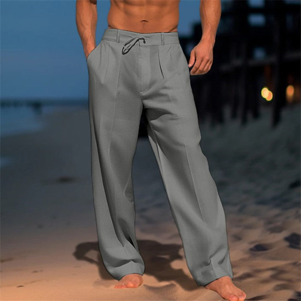 Pantaloni in lino dalla vestibilità comoda con coulisse