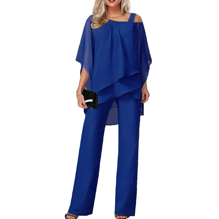 Jumpsuit da donna con spalle scoperte e pantaloni larghi