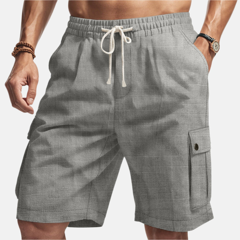 Bermuda cargo in misto lino con coulisse da uomo