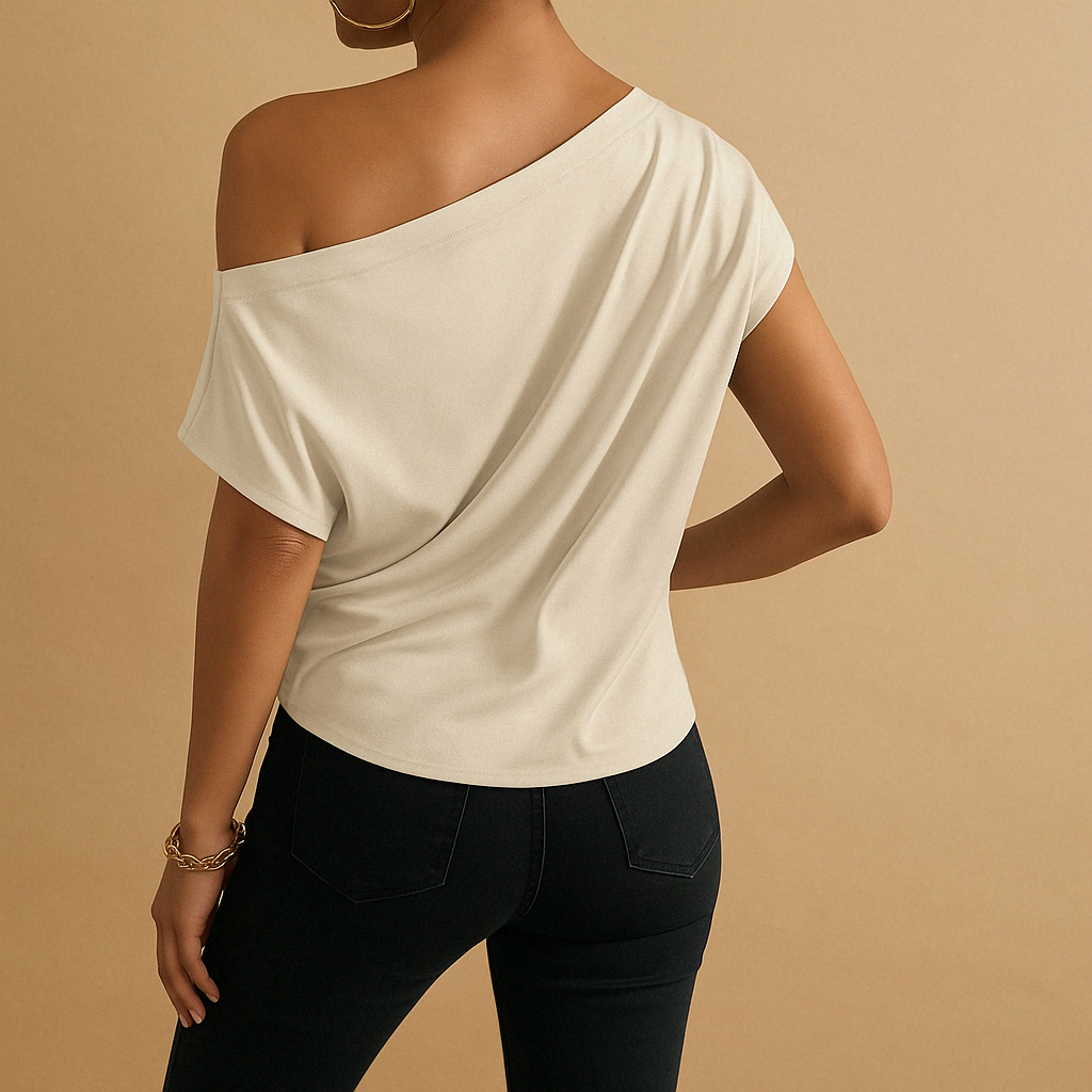 Top con spalle scoperte beige da donna