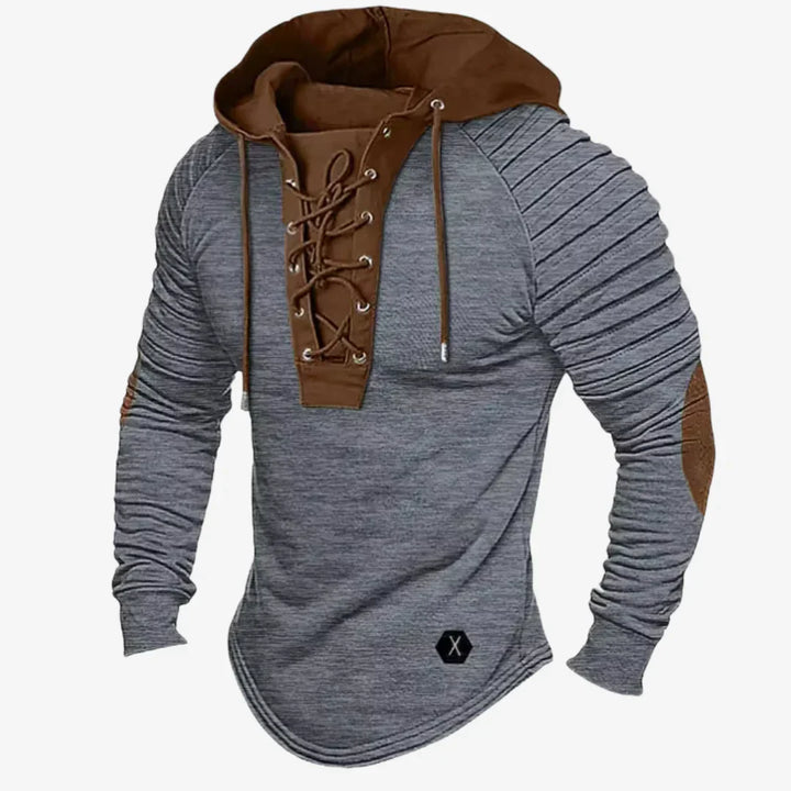Felpa da uomo con scollo allacciato e comodo cappuccio