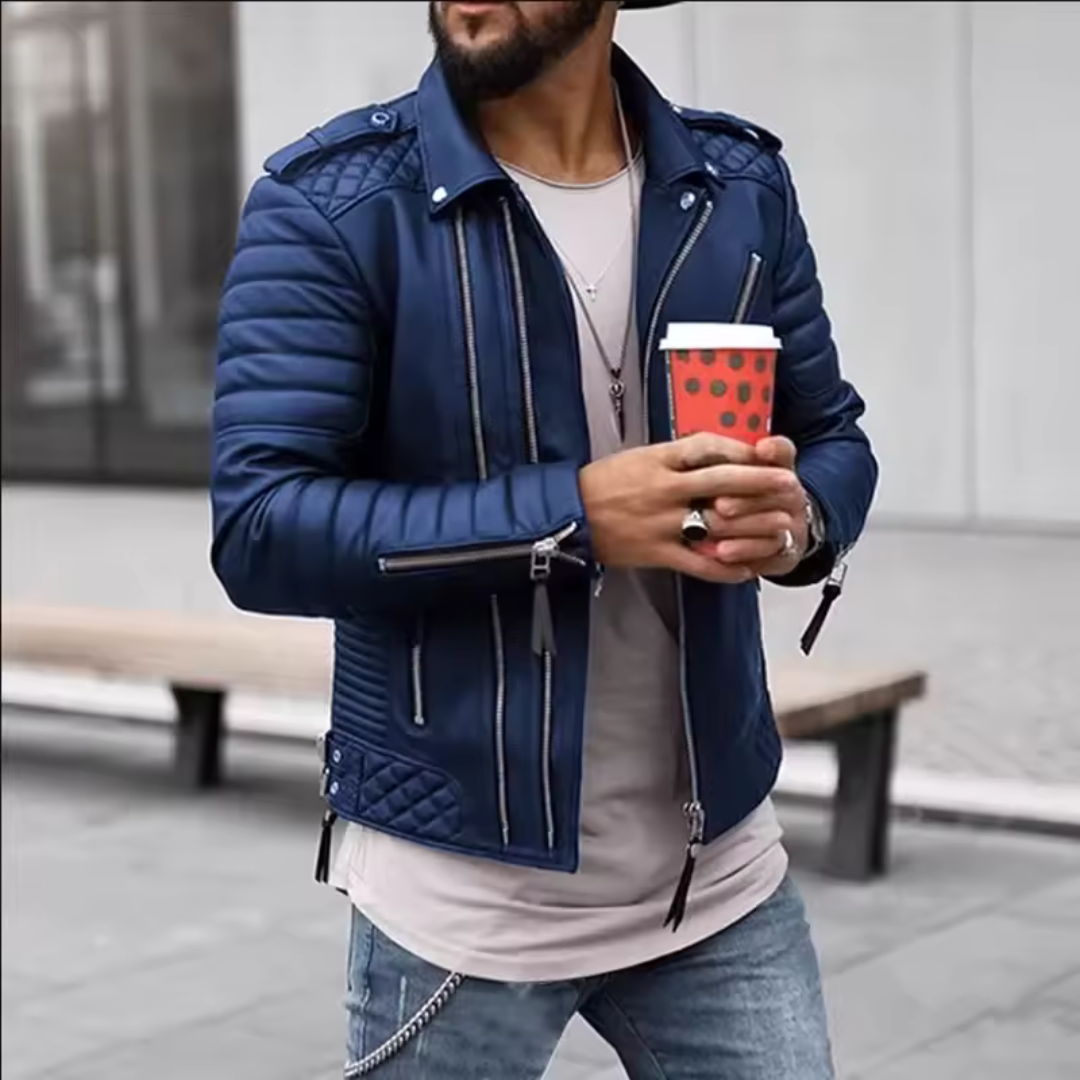 Giacca da uomo in pelle intramontabile e resistente