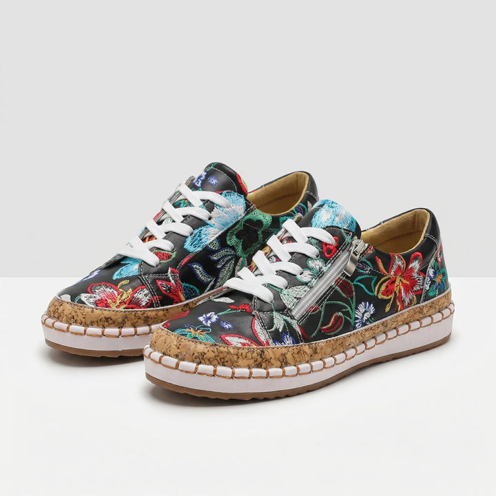 Petalace - Sneaker bassa stringata con stampa floreale