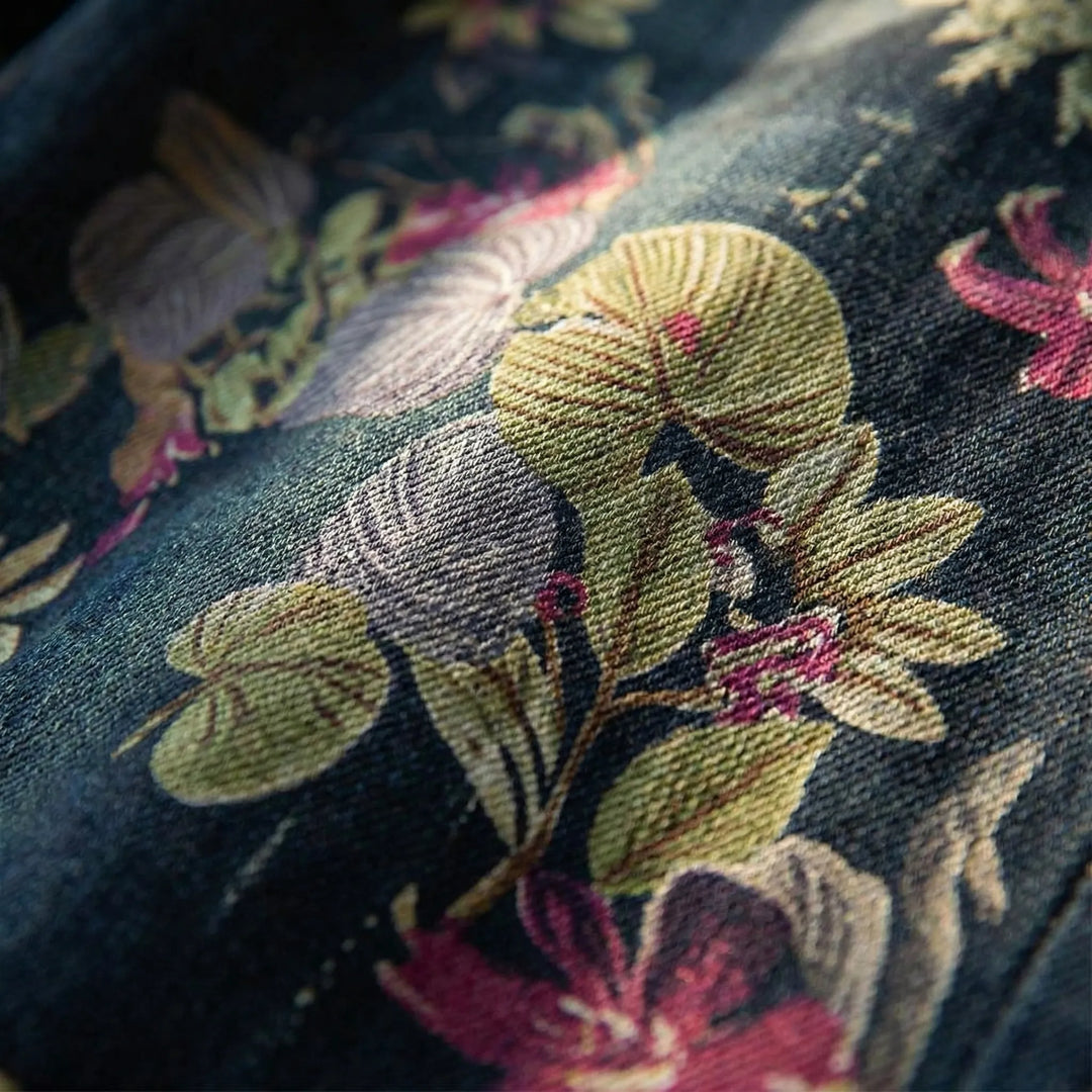 Petaloux - Jeans a gamba dritta e vestibilità ampia con stampa floreale