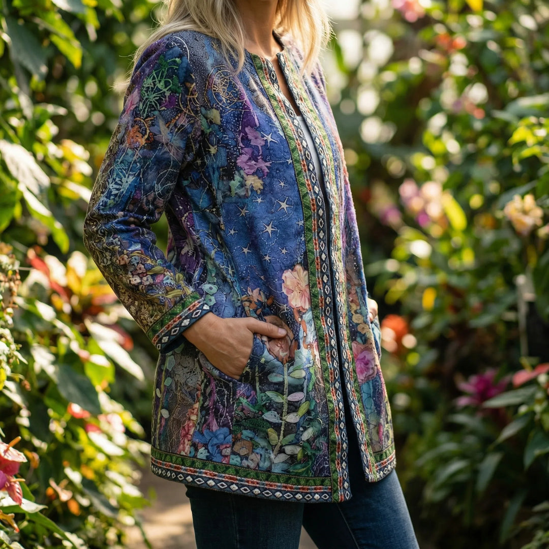 Petalvex - Cardigan aperto sul davanti con stampa floreale
