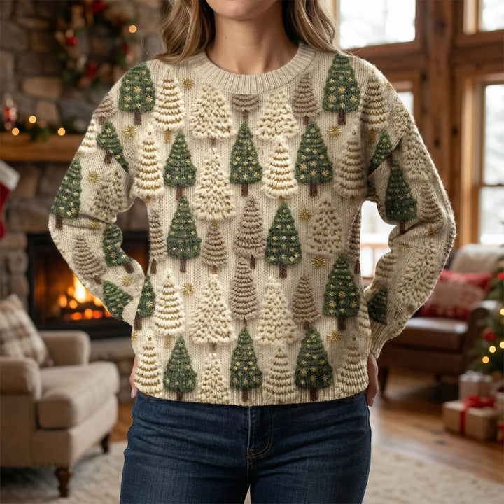 Pinevara - Maglione con stampa di albero di Natale