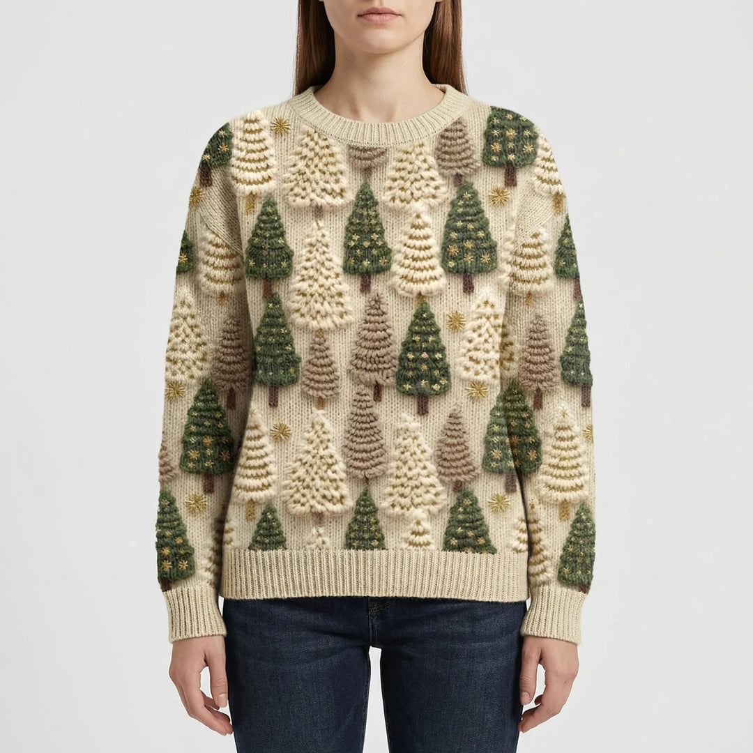 Pinevara - Maglione con stampa di albero di Natale
