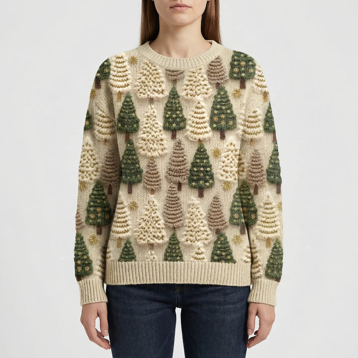 Pinevara - Maglione con stampa di albero di Natale