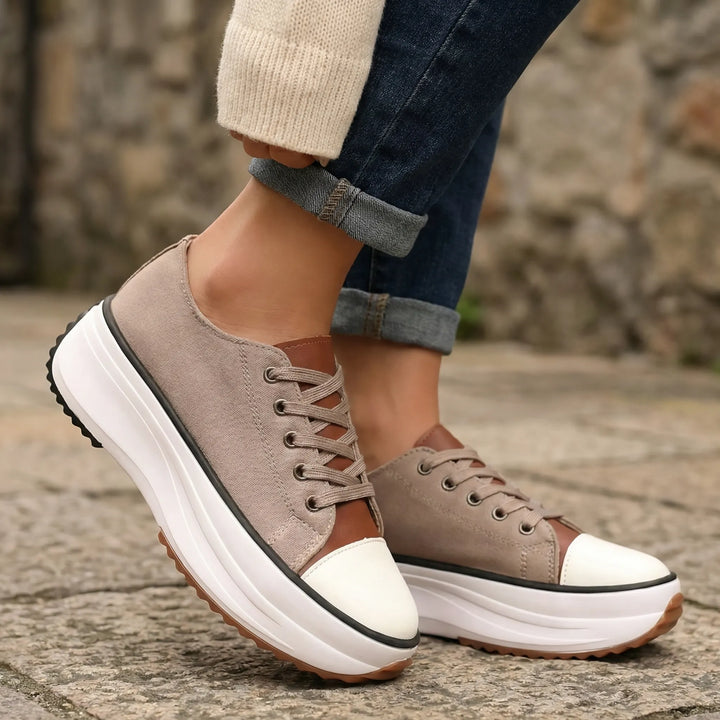 Platavy - Sneakers con plateau e lacci da donna