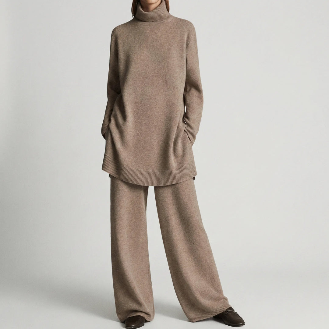 Pullova - Completo composto da maglione a collo alto e pantaloni a gamba larga