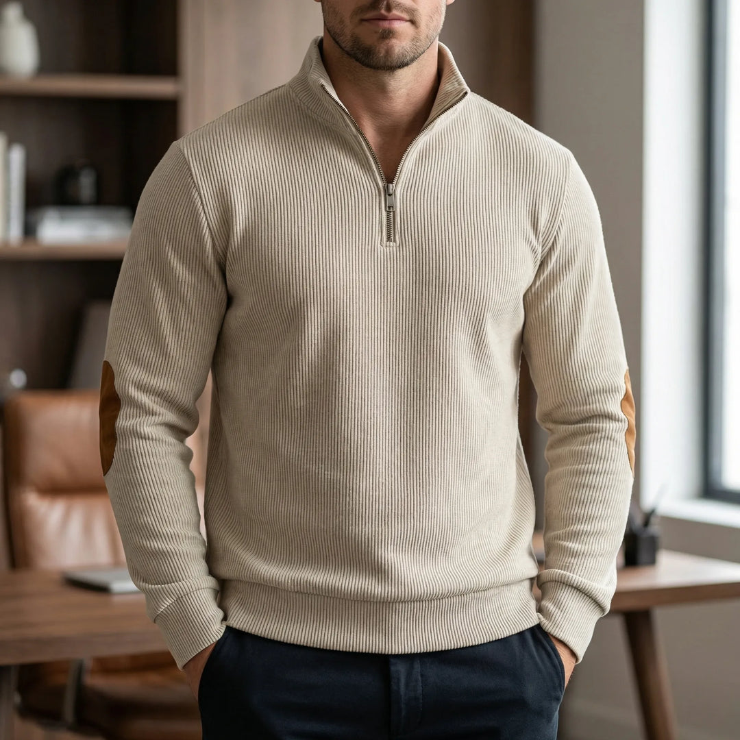 Quartzen - Pullover a coste con cerniera a un quarto