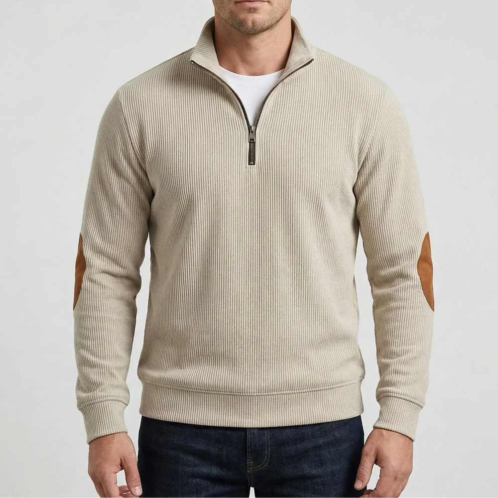 Quartzen - Pullover a coste con cerniera a un quarto