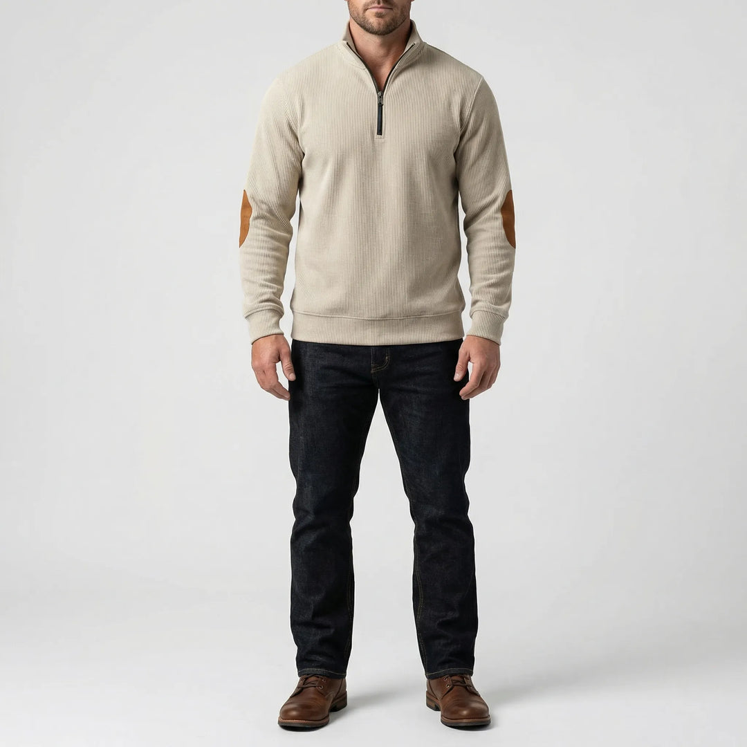 Quartzen - Pullover a coste con cerniera a un quarto