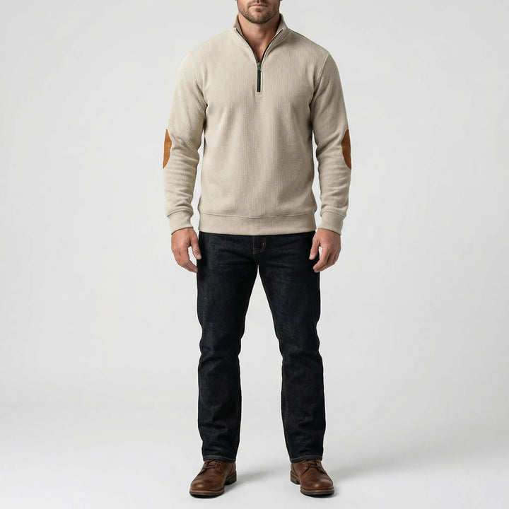 Quartzen - Pullover a coste con cerniera a un quarto