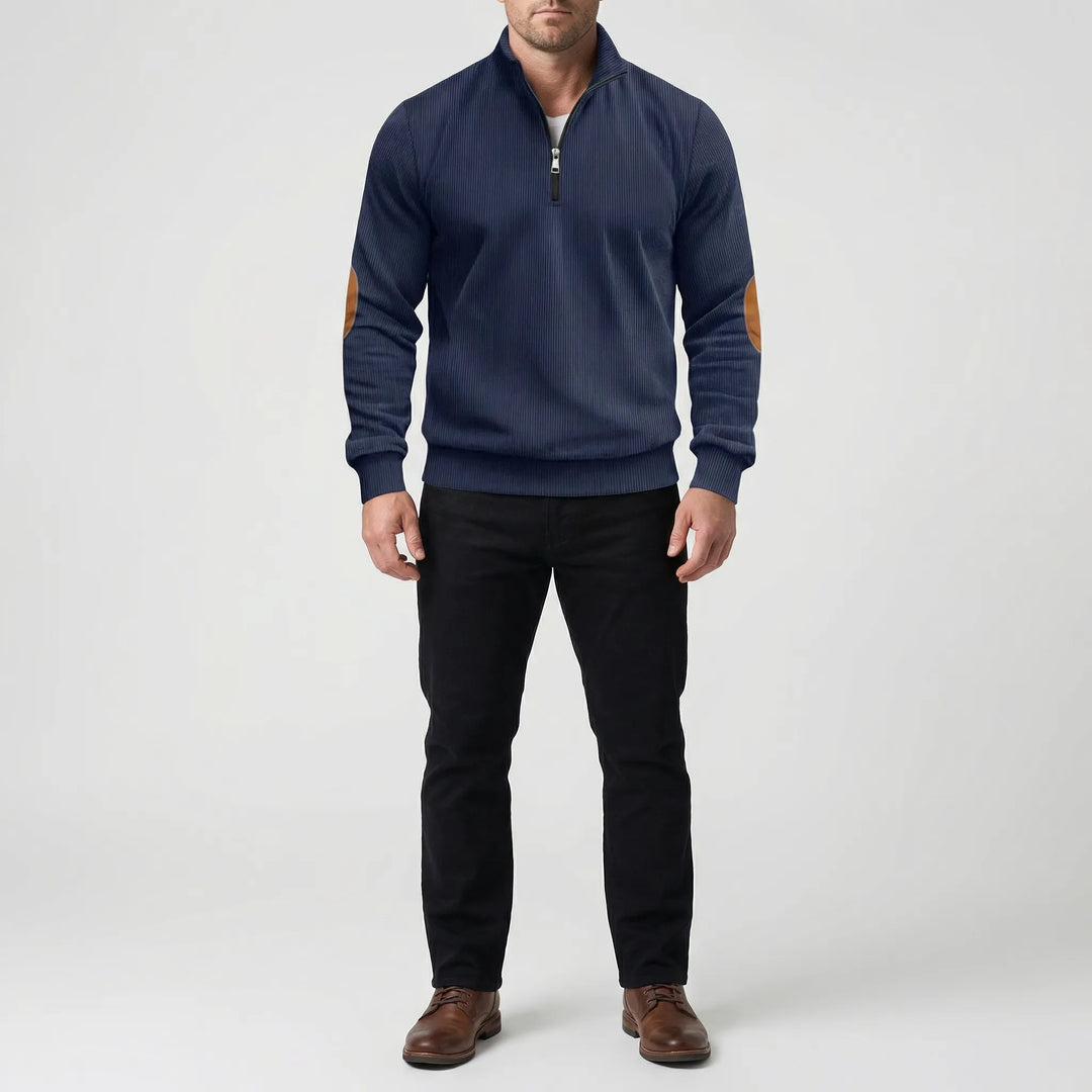 Quartzen - Pullover a coste con cerniera a un quarto