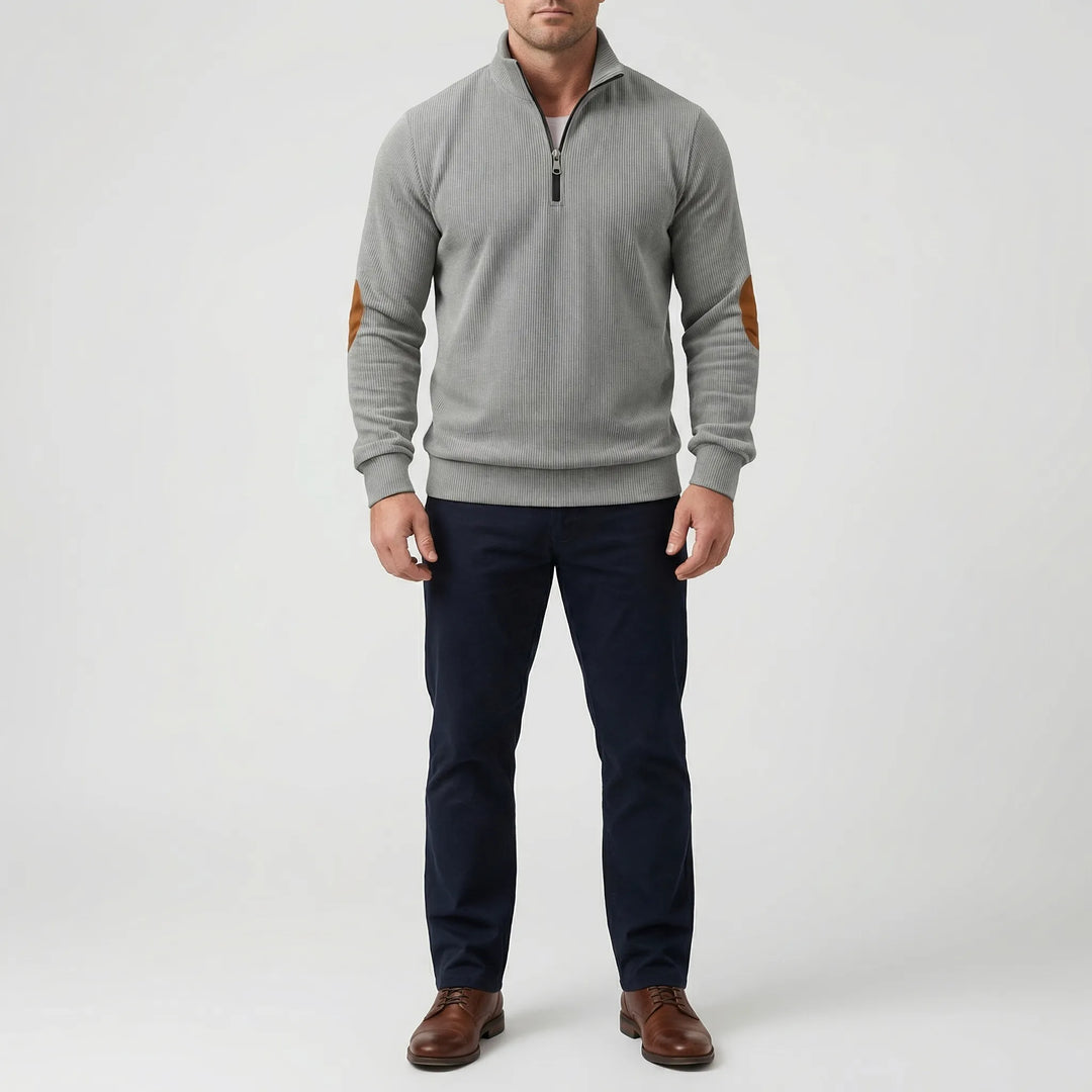 Quartzen - Pullover a coste con cerniera a un quarto
