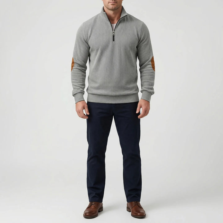 Quartzen - Pullover a coste con cerniera a un quarto