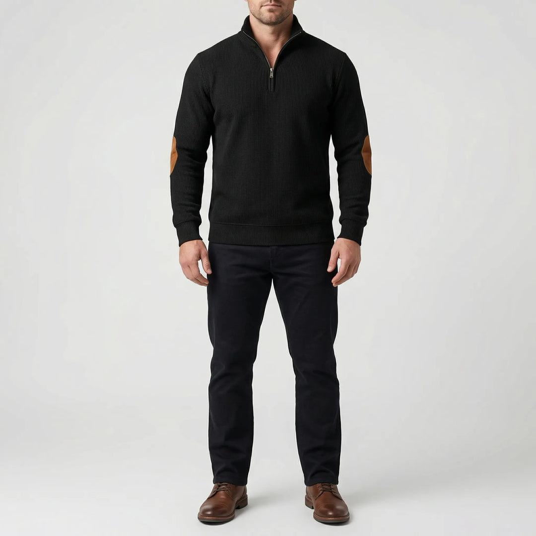 Quartzen - Pullover a coste con cerniera a un quarto